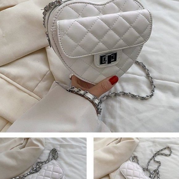 NWT GRL White Quilted Heart Shaped Bag - Japanese Liz Lisa Ank Rouge YesStyle - Picture 3 of 3